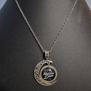 Panic! At The Disco Black & Silver-Toned  Filagree Crescent Moon Necklace